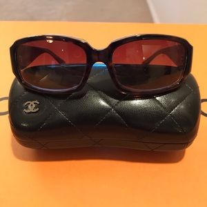 Chanel Tortoise Color Sunglasses W/Large CC Logo